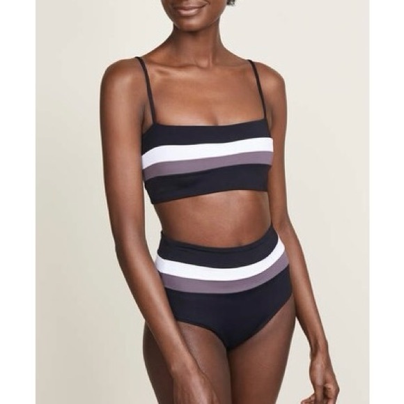 L*SPACE Portia Rebel Reversible Striped High Waisted Bikini Set - Picture 2 of 4